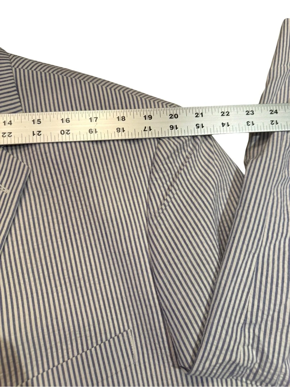 Saddlebred Men’s 48R Striped Seersucker Blazer - Light Blue & White